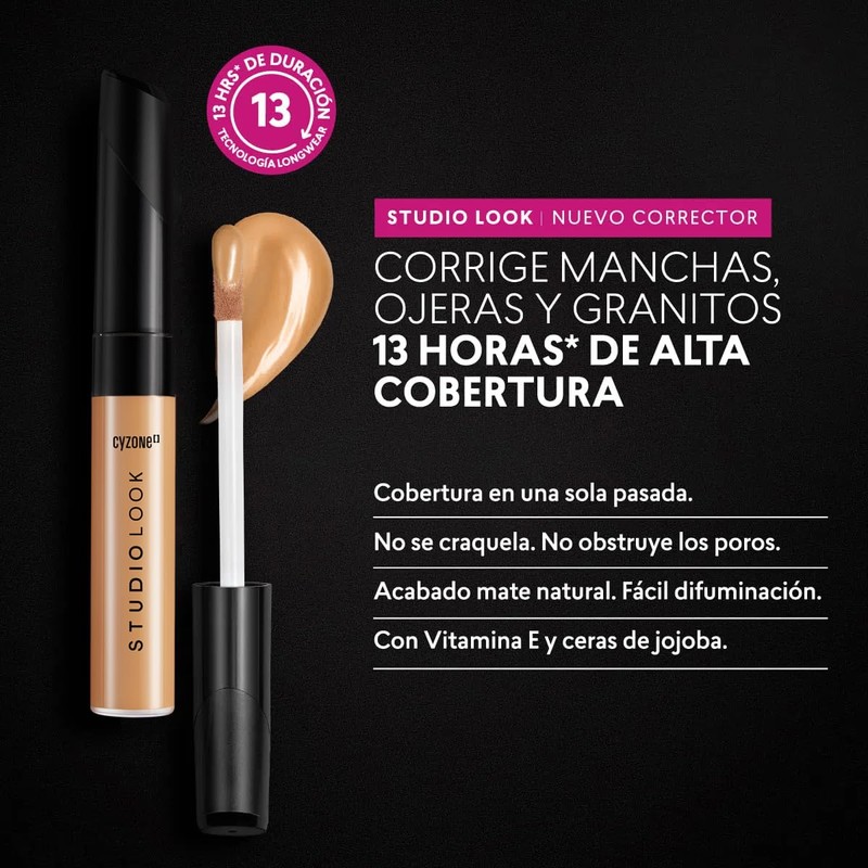 Cyzone Corrector de Maquillaje Studio Look de Alta Cobertura, Medium,