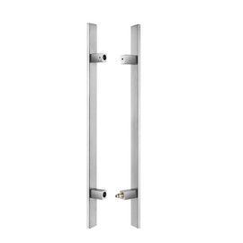HONGYUN 48-Inch Long Square Door Pull Handle with Solid Standoffs, Heavy-Duty Commercial Grade 304 Stainless Steel for Interior Exterior Push Pull Glass and Barn Doors, Brushed Finish
