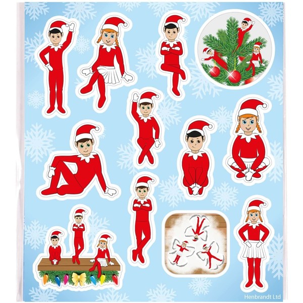 Henbrandt 24 x Elfin Around Christmas Stickers for Kids Naughty