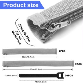 UPXDUMI Cable Tidy Zip Sleeve for PC/TV, 20mm - 2.4m Desk Cable Management Organisers, Wire Tidy Loom Tube Cord Cover Protector with Reusable Cable Ties for Home, Office, 2*(50CM+70CM), Grey Silver