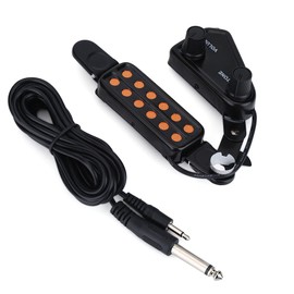Alomejor Guitar Pickup, 12 Holes, Acoustic Pickup, Tone and Volume Controller, Connector, Easy Operation, Compatible with Acoustic Guitars