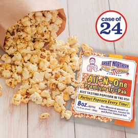 8 oz Popcorn Packs Â– Pre-Measured, Movie Theater Style, All-in-One Kernel, Salt, Oil Packets for Popcorn Machines by Great Northern Popcorn (24 Case)