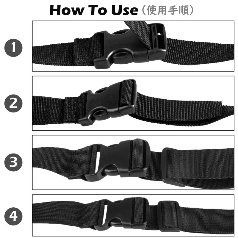 TRIWONDER 25 mm Black Nylon Webbing Strap with Adjustable Buckles,