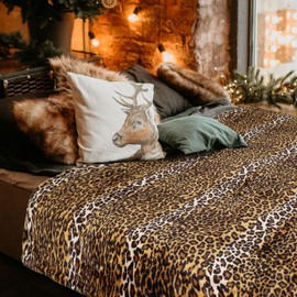 Vessia Leopard Printed Twin Size Blanket(60x80inch), Soft Cozy 290GSM Classic Leopard Pattern Bed Blanket for All Season Decor, Comfy Yellow Cheetah Print Flannel Fleece Blanket