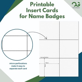 OfficeGear Event Badge Insert Cards 6-up [25 Sheets 150 Pack] 99x105mm Printable Micro-Perforated A4 White 150GSM Cardstock, for Events, Parking Vouchers, ID Badges - incl Design Template