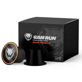 6AM Run 6AM Run Vitamin Coffee Pods, 12 Pack, Single Serve Coffee with Essential Vitamins A, B-Complex, C, D3, E, Green Tea Extract & Guarana for Energy & Focus – Vegan, Gluten-Free, Compatible with Keurig K-Cup Machines (12 Pack, Dark French)