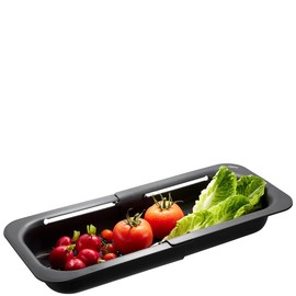 GEFU DRENARE Sink Strainer, Extendable Strainer 34-47 cm for Pasta, Vegetables, Tableware, Heat Resistant, Dishwasher Safe, with Hanging Loop