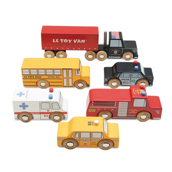 Le Toy Van New York Car Set Premium Wooden Toys for Kids Ages 3 Years & Up