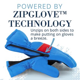 ANDY & EVAN Kids' Waterproof Snow Gloves Winter Gloves Side Zippers Touchscreen Ski Snowboard Sledding W/ Warm Fleece Palms