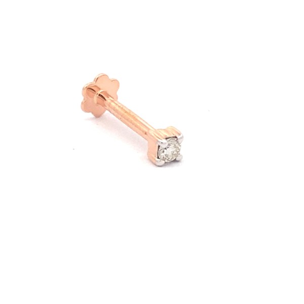 Natural 2.2MM (0.04ct) Diamond 14K Rose Gold Nose Ring -