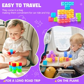 Feoxialy Magnetic Blocks - Clear Magnetic Cubes 1.21 inch, Digit Building Blocks Sensory Toys for Kids, Clear Montessori Toddler Toys Ages 3+, Preschool STEM Toys for Boys Girls, 32PCS