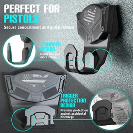 2Pack Gun Magnet Mount for Truck Car Vehicle,Gun Accessory for Pistol Shotgun Revolver with Trigger Guard Protect,Gun Magnet Rated Max up to 15 LBS Conceal in Desks Safe Wall Easy to Access&release