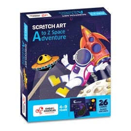 Chalk and Chuckles A to Z Space Adventure Scratch Art - Aprende datos espaciales para niños de 4 a 9 años
