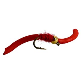 Tungsten Bead Squirmy Worms - Fly Fishing - Choose Your Color (6 Flies Red only)