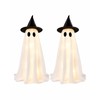 LED Witch Hat Ghost Figurines for Halloween Decor – 2-Piece