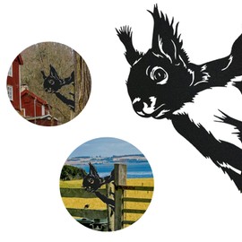 Hachera Metal Garden Figure Tree Stake, Squirrel Tree Stake, Metal Black Garden Stake, Black Yard Art Garden Stake, Garden Tree Stake, for Outdoor Garden Decoration Yard