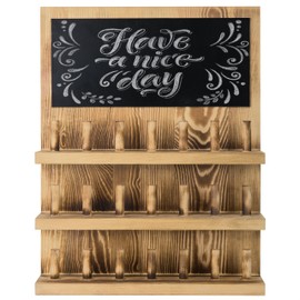 MyGift 3-Tier Wall-Mounted Wood Jewelry Accessories Organizer with Chalkboard, 21-Peg Ring Holder Storage Rack