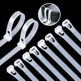 RISOUHE 100pcs Nylon Cable Ties Outdoor Durable Cable Bands Reusable 7.6*300mm Cable Bands Freely Adjustable Durable Cable Ties 100lbs Tensile Strength Indoor Outdoor Wire Management Releasable