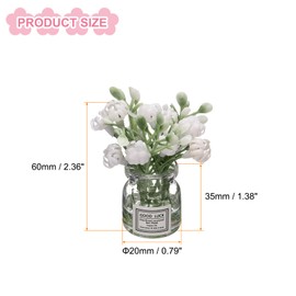 CoCud Mini Flowers Dollhouse in Vase, 2.36" Total Length, Silk Plastic Miniature Dollhouse Accessories with Tiny Jasmine White - (Applications: for Fairy Micro House Ornament) 1-Pieces