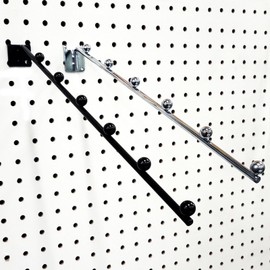 14" L Pegboard 6 Ball Waterfall Faceout Hook, Black - 5 Pack