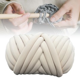 Perfeclan Chunky Yarn Bulky Chunky 500 g handgestrickter geflochtener Knoten Jumbo Tubular Yarn Tube Riesengarn für Kissen, Häkeln, Handtaschen, Beige