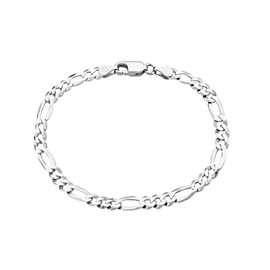 Savlano 925 Sterling Silver Italian Solid Figaro Link Chain Bracelet With Gift Box For Men & Women - Made in Italy (9, 5mm)