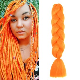 Braiding Hair Orange Braid Hair Extensions for Box Braids Hot Water Setting High Temperature Synthetic Fiber (A20-1Pack)