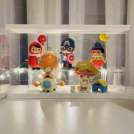 2 Tier Clear Acrylic Display Case Stand for Funko pop, 2 Layer Storage Cabinet Shelf Showcase Dustproof for Mini Toys Figures Stone Collectibles Assemble Organizer, White 9.8x4.5x5.9inch