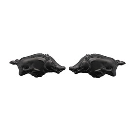 Pack of 2 3D Wild Boar Emblem Sticker Pig Metal Car Badge Decoration Car Sticker Decoration Waterproof Metal Sticker Car Styling Body Screen Fittings (Black)