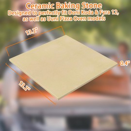 SafBbcue Square Cordierite Pizza Stone Ideal for Ooni Koda & Fyra 12 Uuni Pizza Oven Most Similar Size Oven and Grill 13.2" x 13.2" x 0.4" Ceramic Baking Stone BBQ Baking Accessories