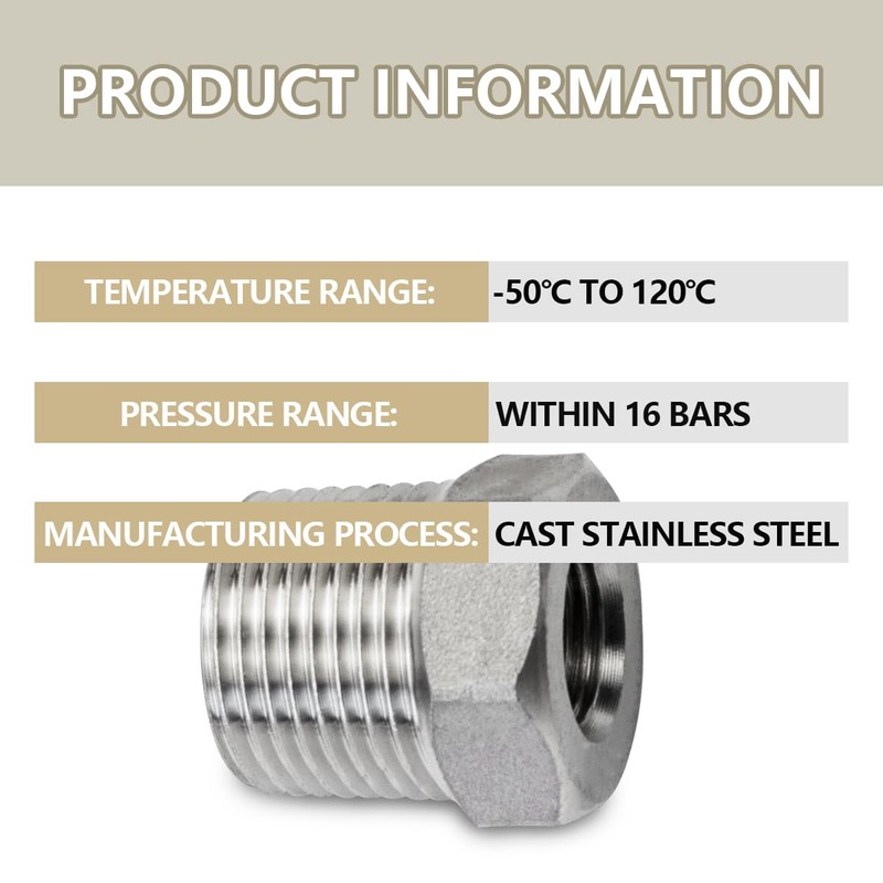 Bwintech 2 Pcs 3/4" Female to 1" Male BSP Thread