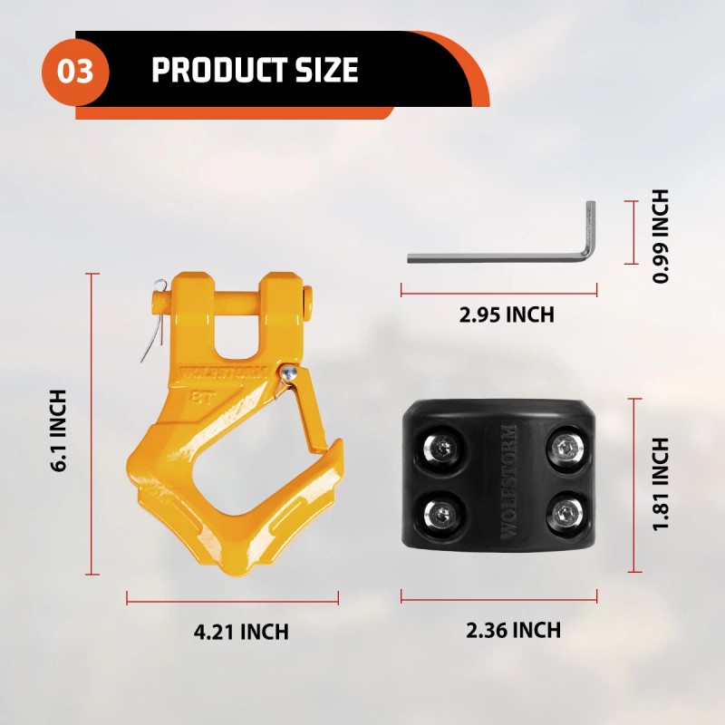 Wolfx 35000lbs 8T Winch Hook Rubber & Stopper For Synthetic