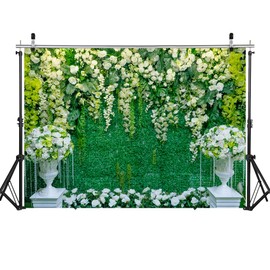 LYCGS 7X5FT Green Floral Leaves Backdrop Wedding Backdrop Birthday Party Backdrop Baby Shower Background Outdoorsy Theme Shoot Props X-24