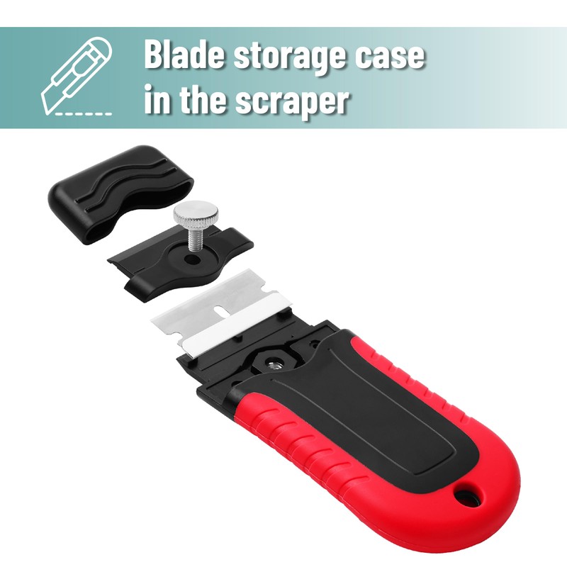 Bates- Razor Blade Scraper, Red, Locking Razor Scraper Set with