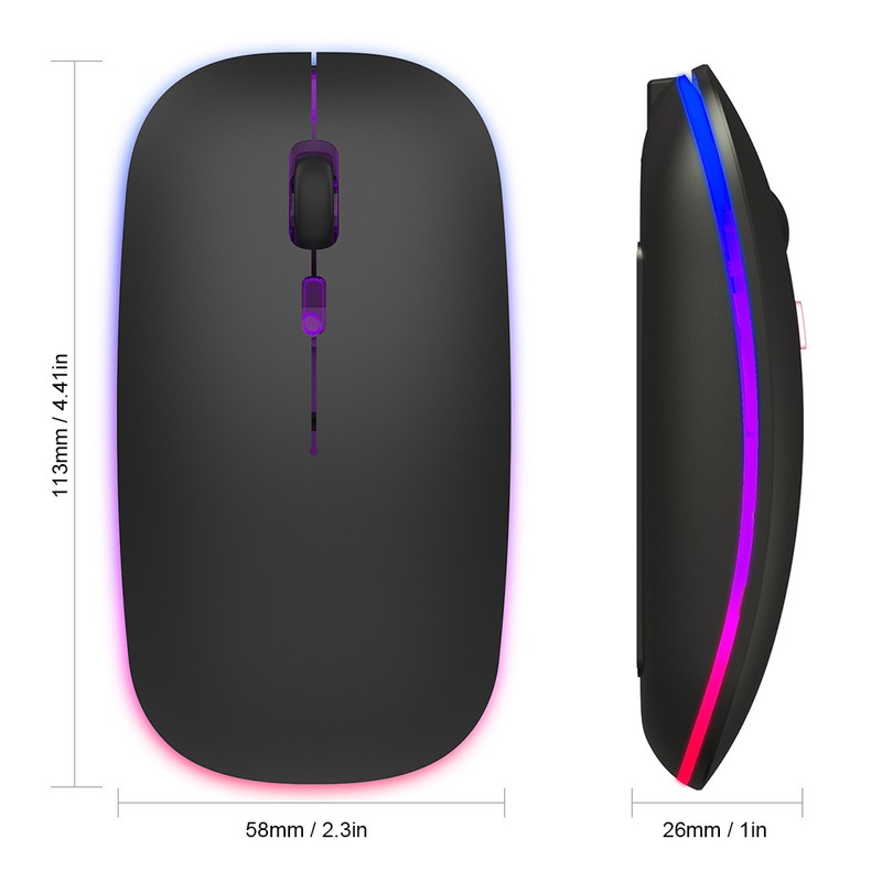 HXSJ Wireless Mouse Colorful Luminous DualMode Rechargeable for Bluetooth 2.4G