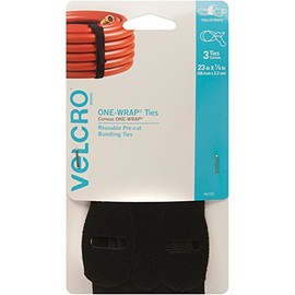 VELCRO Brand ONE-WRAP Ties | Reusable Pre-cut and Self Gripping | For Bundling Hoses, Wood, Heavy Duty Extension Cords | 3 Ct 23” x 7/8” | Black - 90700