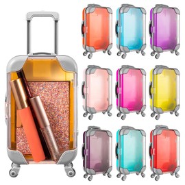 Mini Suitcase Party Favor Box, 8.66 x 3.54 x 1.77 Inches Plastic Mini Luggage Party Favor Box, 10 Colors Doll Suitcase for Birthday Wedding Travel Bachelorette Party Jewelry False Eyelashes Storage