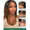 KLAIYI Ombre Brown Yaki Straight Bob Wig Human Hair Glueless