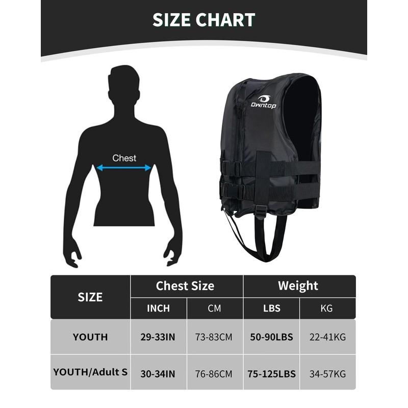 Owntop Kids Swim Jackets 50 to 125 lbs Dual Buckles,