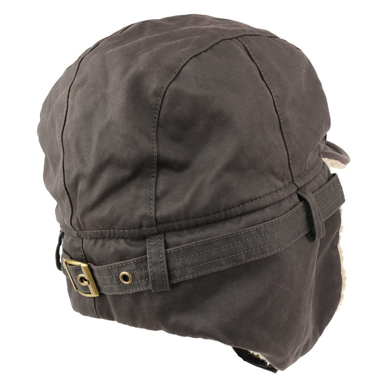 Rugged Distressed Sherpa Lined Aviator Pilot Cap - Brown