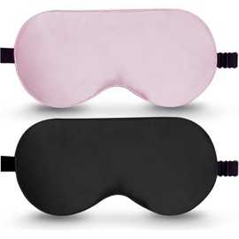 Máscara de dormir de seda BeeVines, paquete de 2. Máscara para los ojos 100% seda natural pura con correa ajustable, antifaz para dormir, cubierta opaca para los ojos, opacidad total