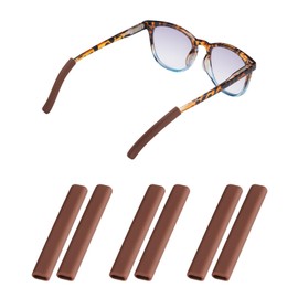 Anti-Silp Glasses Ear Cushion, Silicone Eyeglasses Temple Tips Sleece, Soft Glasses Ear Grip, Comfort Eyeglass Ear Cushions, Eyeglass Ear Grips for Men, Women, Glasses Accessories (3 Brown Pairs)