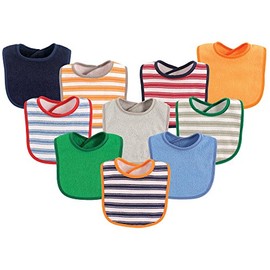 Luvable Friends Unisex Baby Cotton Terry Bibs, Boy Stripe, One Size