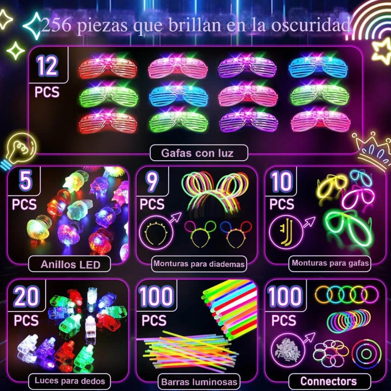 256pzs Juegos Luminosos Neón Luz Eventos Regalo Fiesta Boda