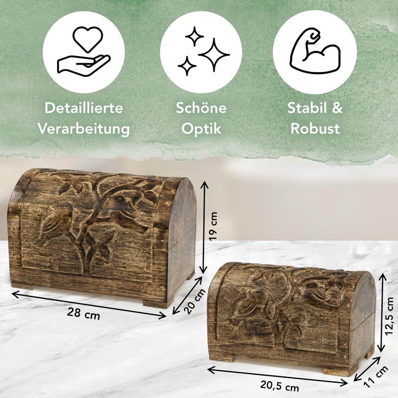 Kunstversteck Treasure Chest Tree of Life Solid Wooden Box Decorative