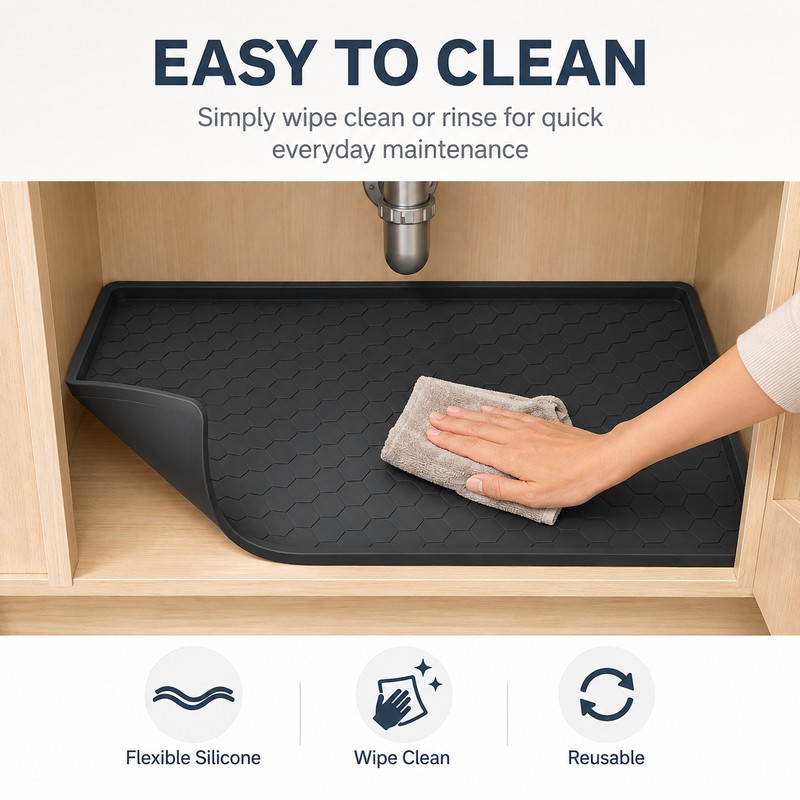 Waterproof Silicone Under Sink Mat – Kitchen & Bathroom Cabinet