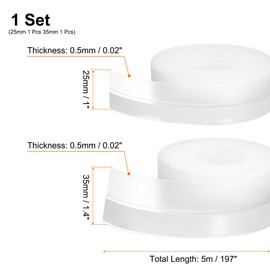HARFINGTON 2pcs Weather Stripping Door Seal 16.4ft x 25mm 16.4ft x 35mm TPE Seal Strip for Door Draft Stopper Adhesive Tapes Window House Shower Glass Gaps, Transparent