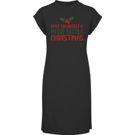 Hippowarehouse Have Yourself a Merry Little Christmas National Day Festive Holidays t-Shirt Dress Women's Adults Nightie Nightdress Black