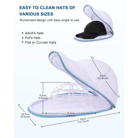 moroinriz Hat Washer Cage, Cap Washer for Washing Machine, Hat Frame with Mesh Bag, Hat Protector Organizer Cleaner for Adults Kids Baseball Cap, 2 Pack