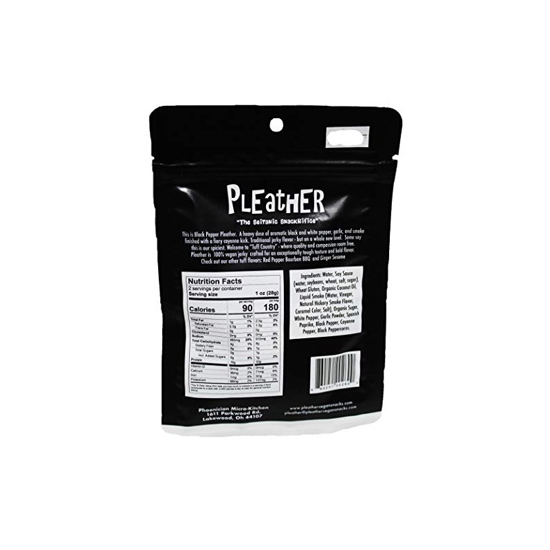 Black Pepper Vegan Jerky - Bold, Traditional Extra Tough Texture